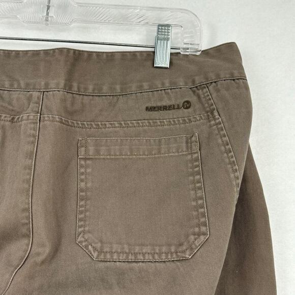 Merrell Straight Leg Capri Pants 100% Cotton Faux Cuff Light Brown Size 10 - Picture 7 of 12